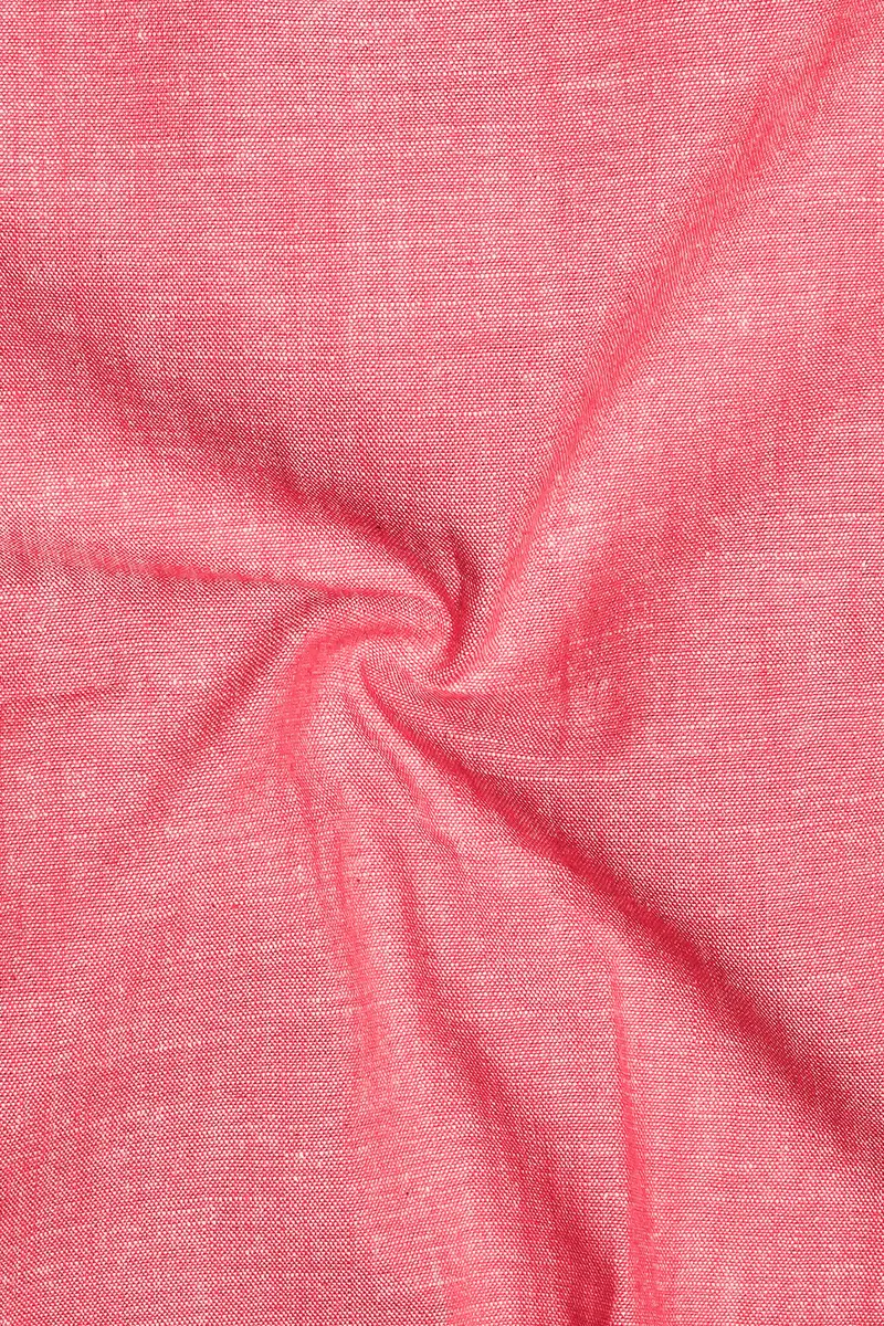Blusheen-Brink Pink Solid Oxford Premium Cotton Semi Formal Shirt 3
