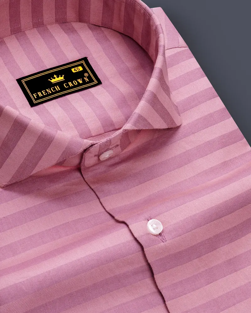Blushoro Cadillac Pink Striped Dobby Premium Giza Cotton Dress Shirt 1