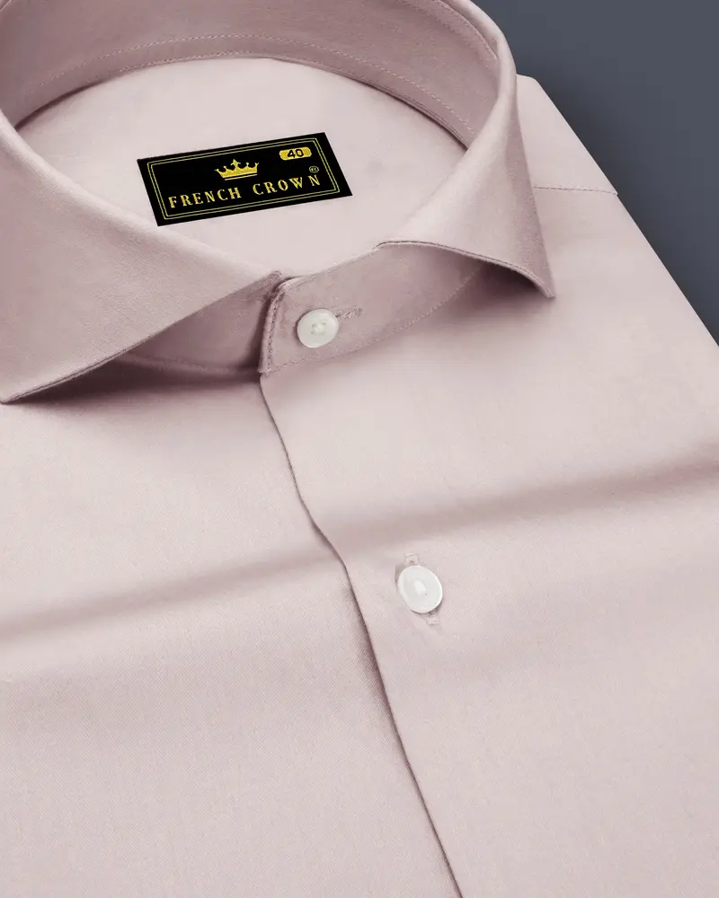 Blushoro-Clam Pink Subtle Sheen Super Soft Premium Cotton Cut Away Collar Dress Shirt 1