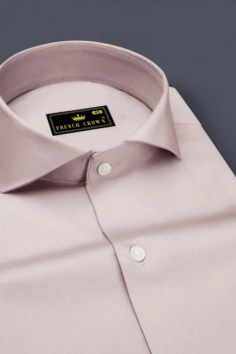 Blushoro-Clam Pink Subtle Sheen Super Soft Premium Cotton Cut Away Collar Dress Shirt 2