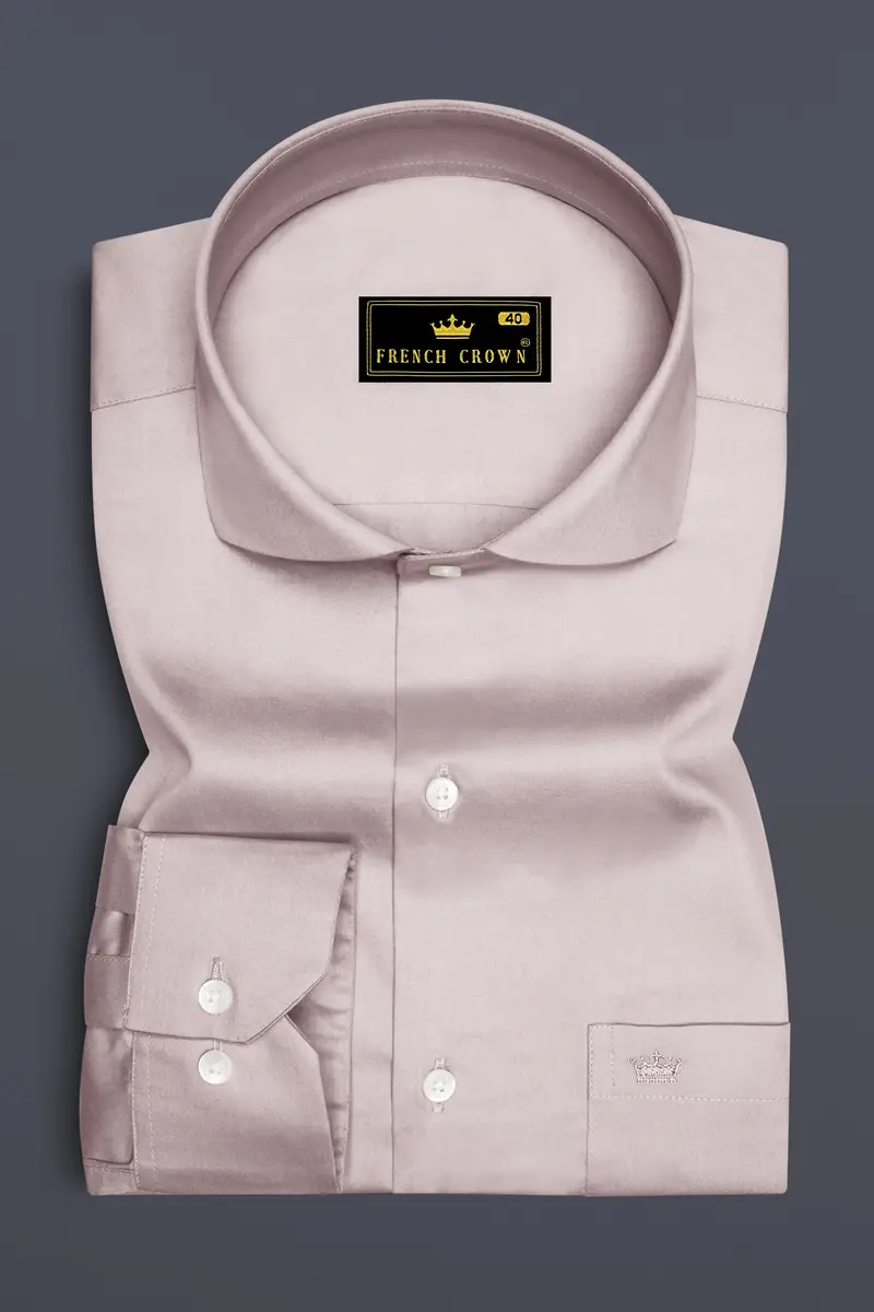 Blushoro-Clam Pink Subtle Sheen Super Soft Premium Cotton Cut Away Collar Dress Shirt 4