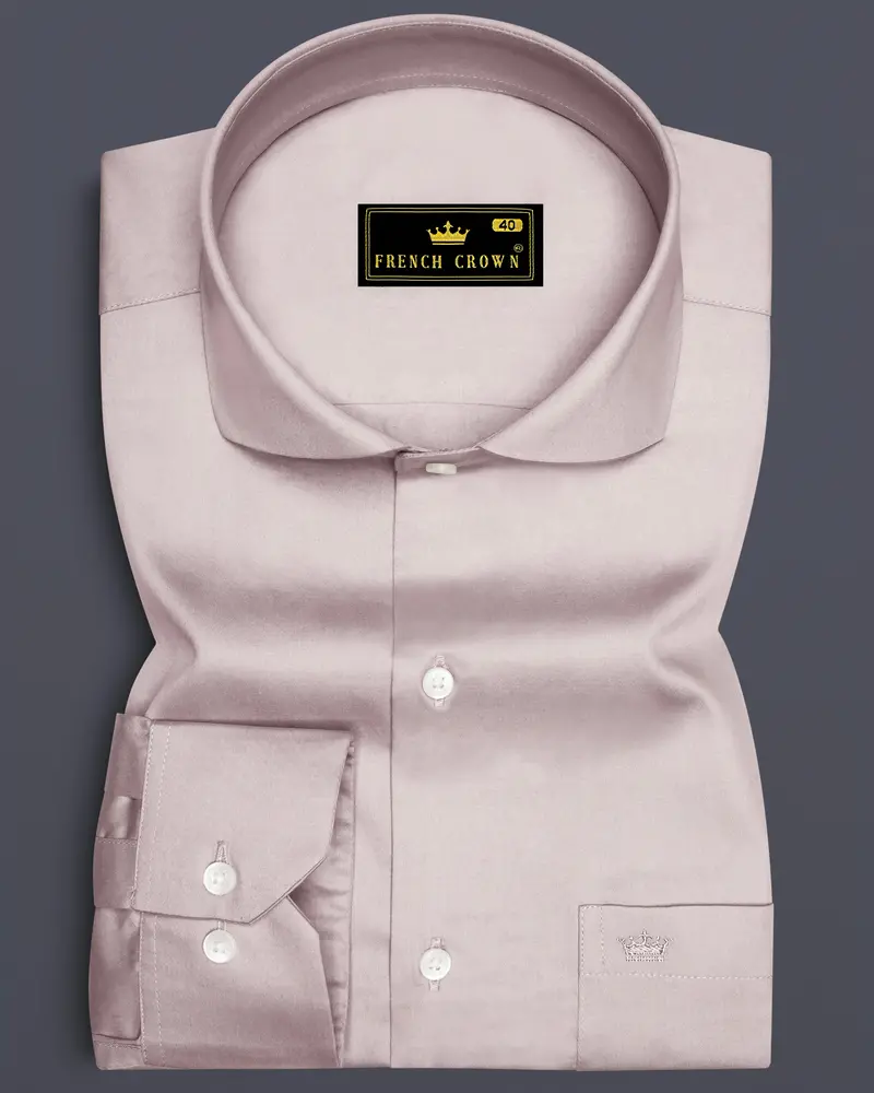 Blushoro-Clam Pink Subtle Sheen Super Soft Premium Cotton Cut Away Collar Dress Shirt 6