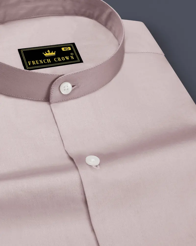 Blushoro-Clam Pink Subtle Sheen Super Soft Premium Cotton Mandarin Dress Shirt 1