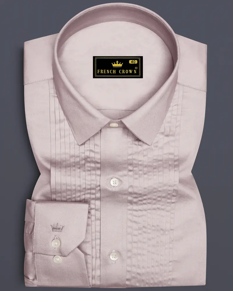 Blushoro-Clam Pink Subtle Sheen Super Soft Premium Cotton Tuxedo Dress Shirt 1