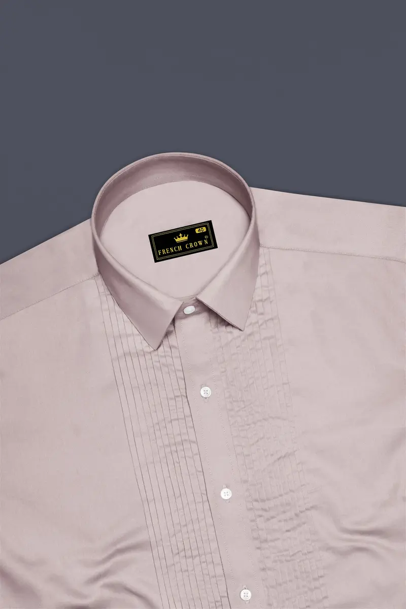 Blushoro-Clam Pink Subtle Sheen Super Soft Premium Cotton Tuxedo Dress Shirt 5