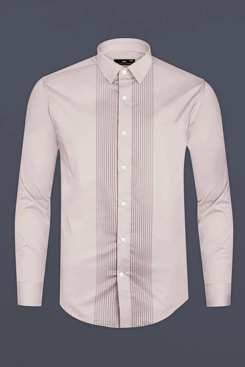 Blushoro-Clam Pink Subtle Sheen Super Soft Premium Cotton Tuxedo Dress Shirt 6