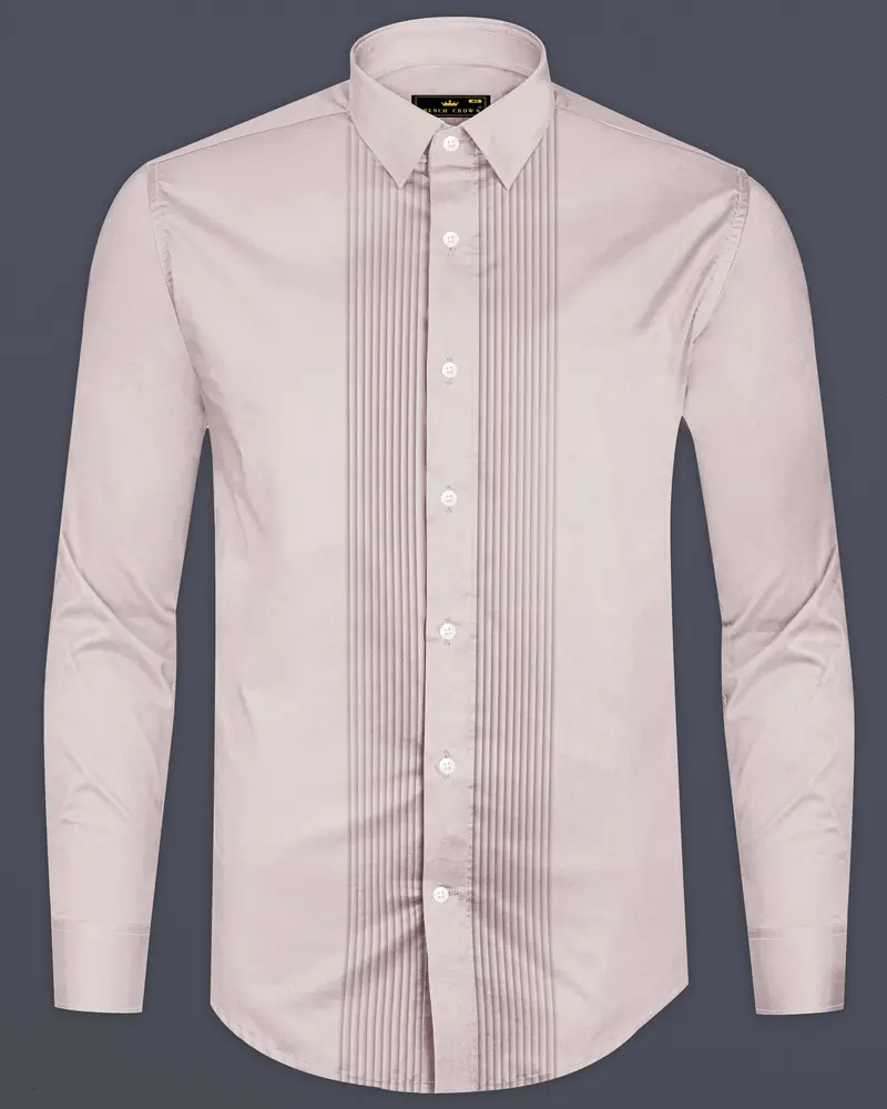 Blushoro-Clam Pink Subtle Sheen Super Soft Premium Cotton Tuxedo Dress Shirt 8