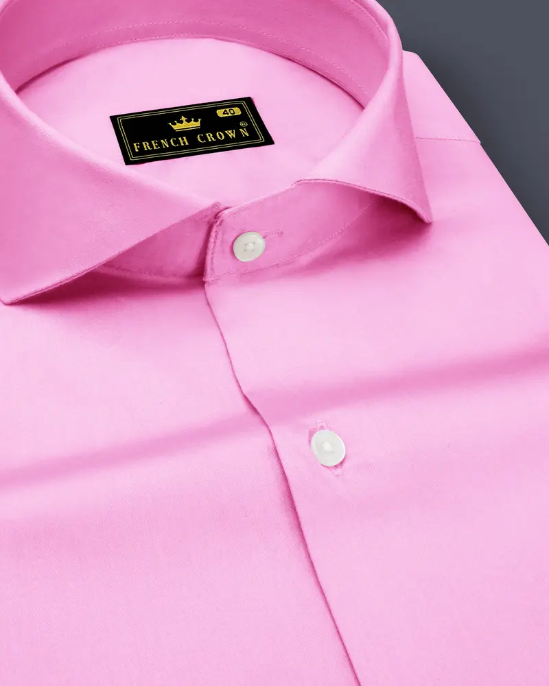 Blushoro-Illusion Pink Subtle Sheen Super Soft Premium Cotton Cut Away Collar Dress Shirt 1