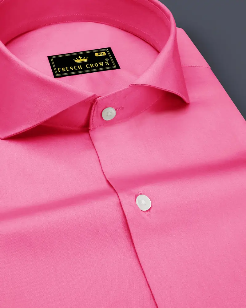 Blushoro-Thulian Pink Subtle Sheen Super Soft Premium Cotton Cut Away Collar Dress Shirt 1