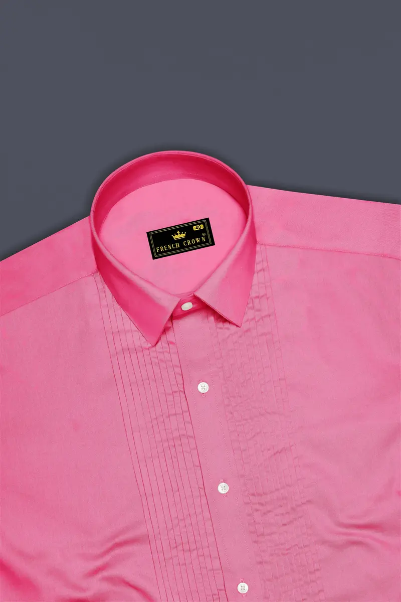 Blushoro-Thulian Pink Subtle Sheen Super Soft Premium Cotton Tuxedo Dress Shirt 5