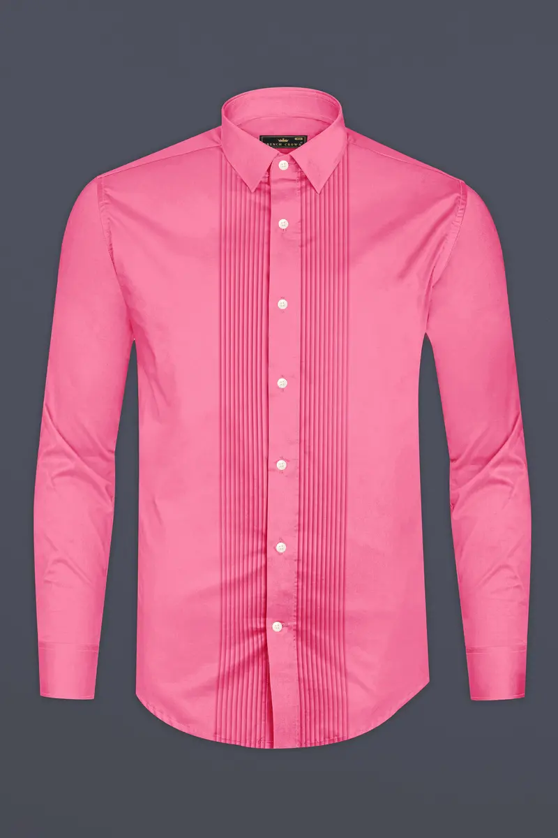 Blushoro-Thulian Pink Subtle Sheen Super Soft Premium Cotton Tuxedo Dress Shirt 6