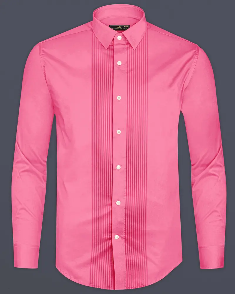 Blushoro-Thulian Pink Subtle Sheen Super Soft Premium Cotton Tuxedo Dress Shirt 8