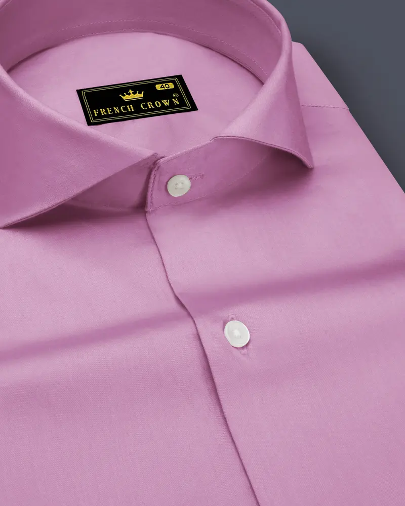 Blushoro-Viola Pink Subtle Sheen Super Soft Premium Cotton Cut Away Collar Dress Shirt 1