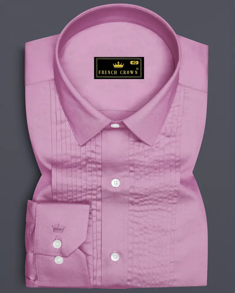 Blushoro-Viola Pink Subtle Sheen Super Soft Premium Cotton Tuxedo Dress Shirt 1