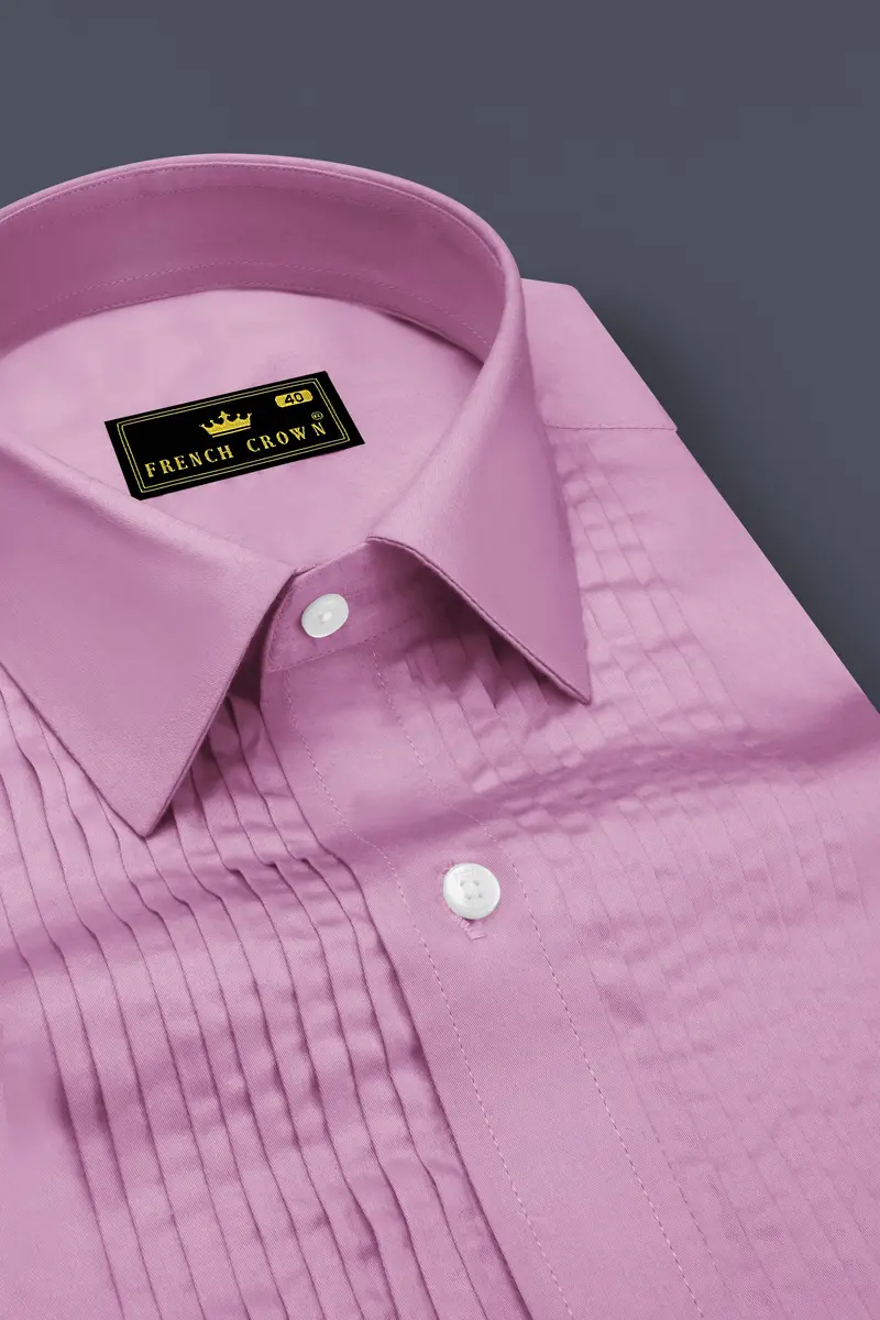 Blushoro-Viola Pink Subtle Sheen Super Soft Premium Cotton Tuxedo Dress Shirt 4