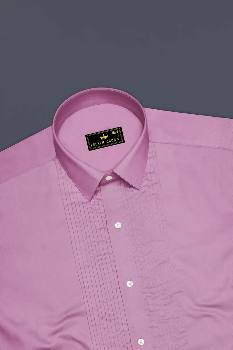 Blushoro-Viola Pink Subtle Sheen Super Soft Premium Cotton Tuxedo Dress Shirt 5