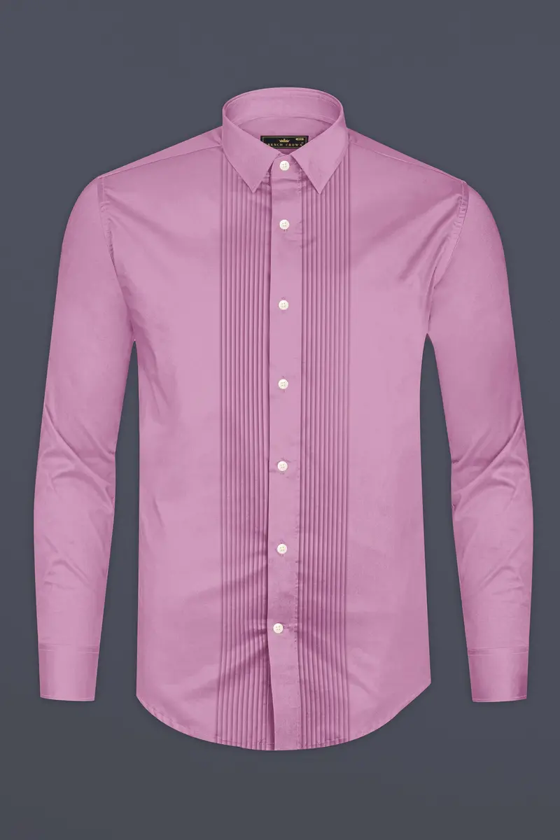 Blushoro-Viola Pink Subtle Sheen Super Soft Premium Cotton Tuxedo Dress Shirt 6