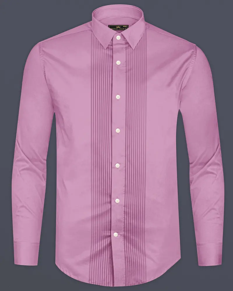 Blushoro-Viola Pink Subtle Sheen Super Soft Premium Cotton Tuxedo Dress Shirt 8
