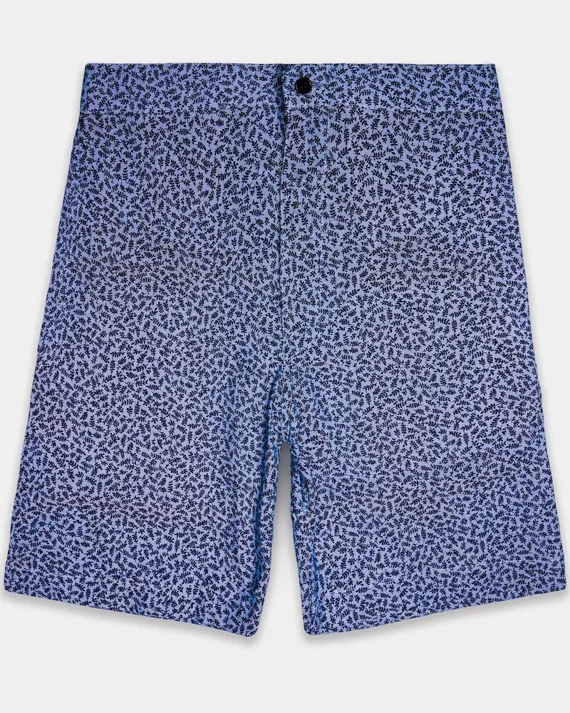 Bluvine-Scampi Blue Printed Chambray Premium Cotton Shorts 1