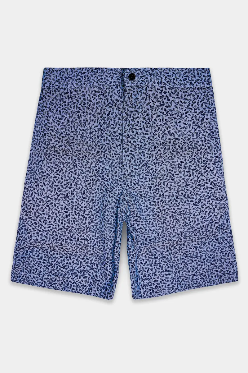 Bluvine-Scampi Blue Printed Chambray Premium Cotton Shorts 2