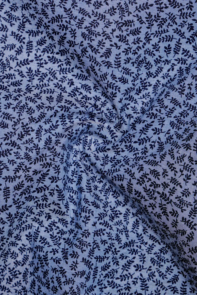 Bluvine-Scampi Blue Printed Chambray Premium Cotton Shorts 3