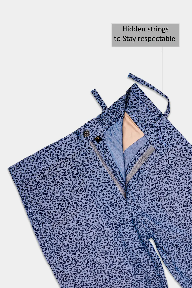 Bluvine-Scampi Blue Printed Chambray Premium Cotton Shorts 4