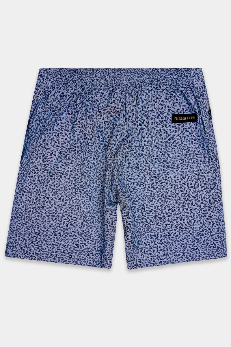 Bluvine-Scampi Blue Printed Chambray Premium Cotton Shorts 6