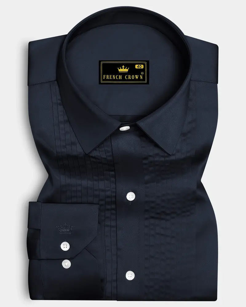 Bluvoro-Haiti Gray Subtle Sheen Super Soft Premium Cotton Tuxedo Shirt 1