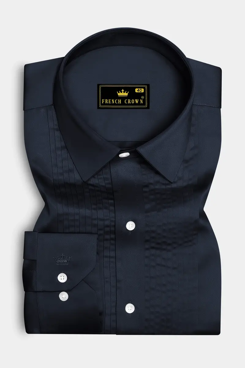 Bluvoro-Haiti Gray Subtle Sheen Super Soft Premium Cotton Tuxedo Shirt 2