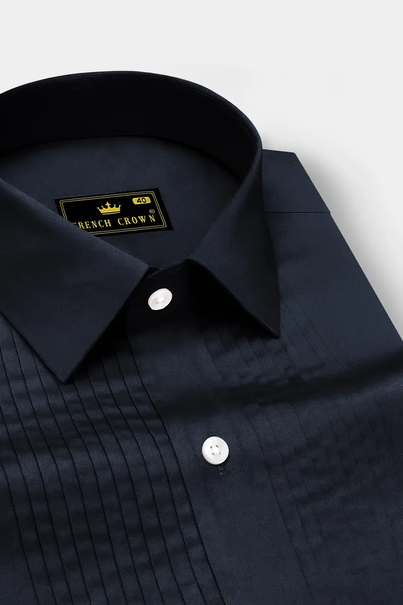 Bluvoro-Haiti Gray Subtle Sheen Super Soft Premium Cotton Tuxedo Shirt 4
