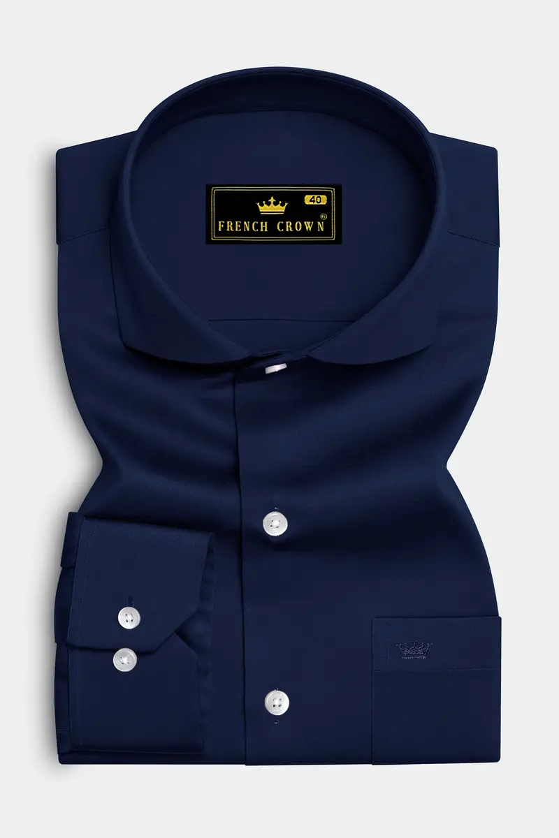 Bluvoro-Mirage Blue Subtle Sheen Super Soft Premium Cotton Cut Away Collar Dress Shirt 4