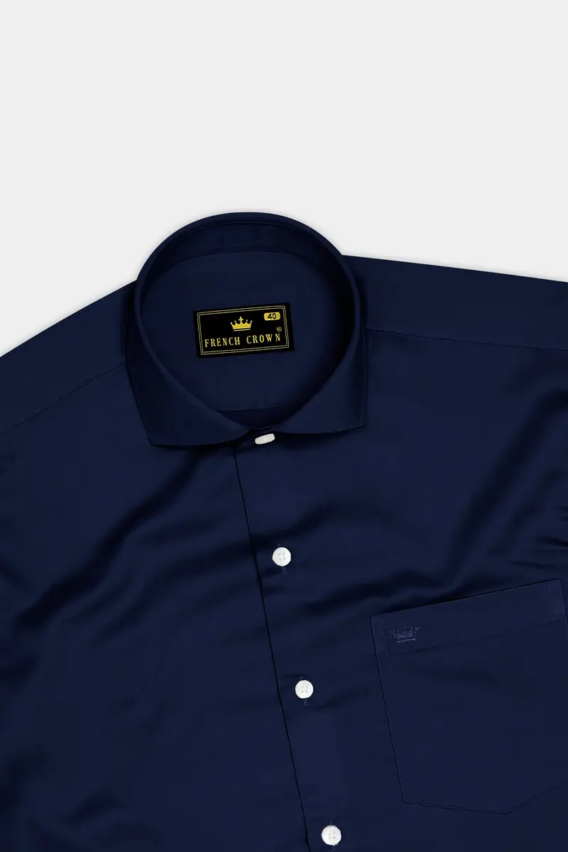 Bluvoro-Mirage Blue Subtle Sheen Super Soft Premium Cotton Cut Away Collar Dress Shirt 5