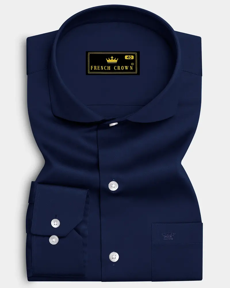 Bluvoro-Mirage Blue Subtle Sheen Super Soft Premium Cotton Cut Away Collar Dress Shirt 6