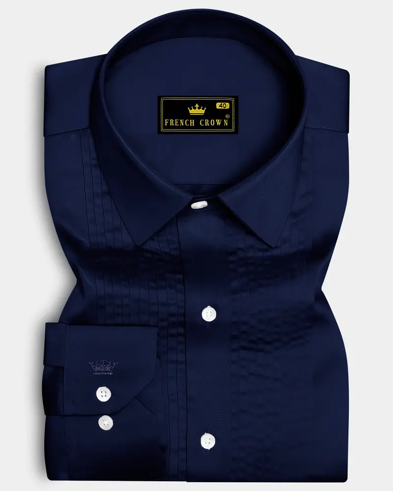 Bluvoro-Mirage Blue Subtle Sheen Super Soft Premium Cotton Tuxedo Shirt 1