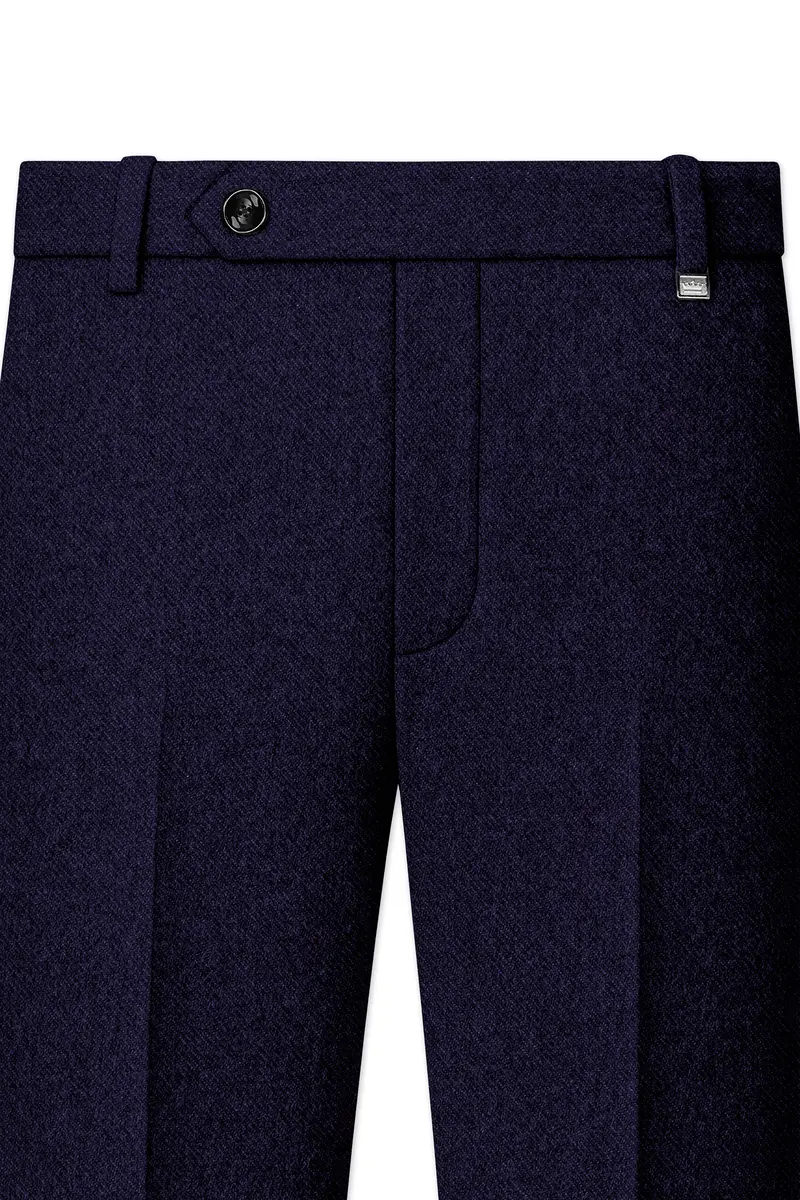 Bluvoro-Mirage Blue Textured Tweed Double Breasted Suit 12