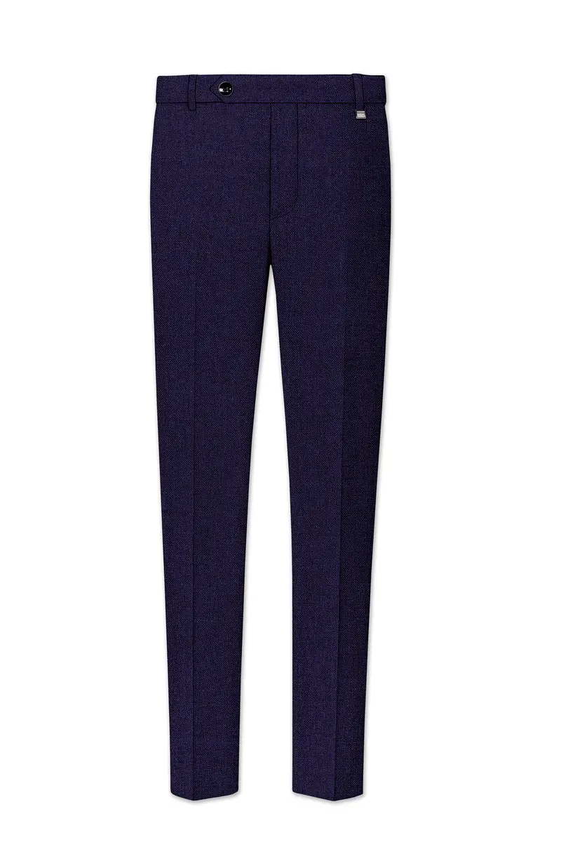 Bluvoro-Mirage Blue Textured Tweed Double Breasted Suit 13