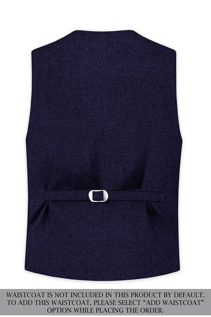 Bluvoro-Mirage Blue Textured Tweed Double Breasted Suit 17