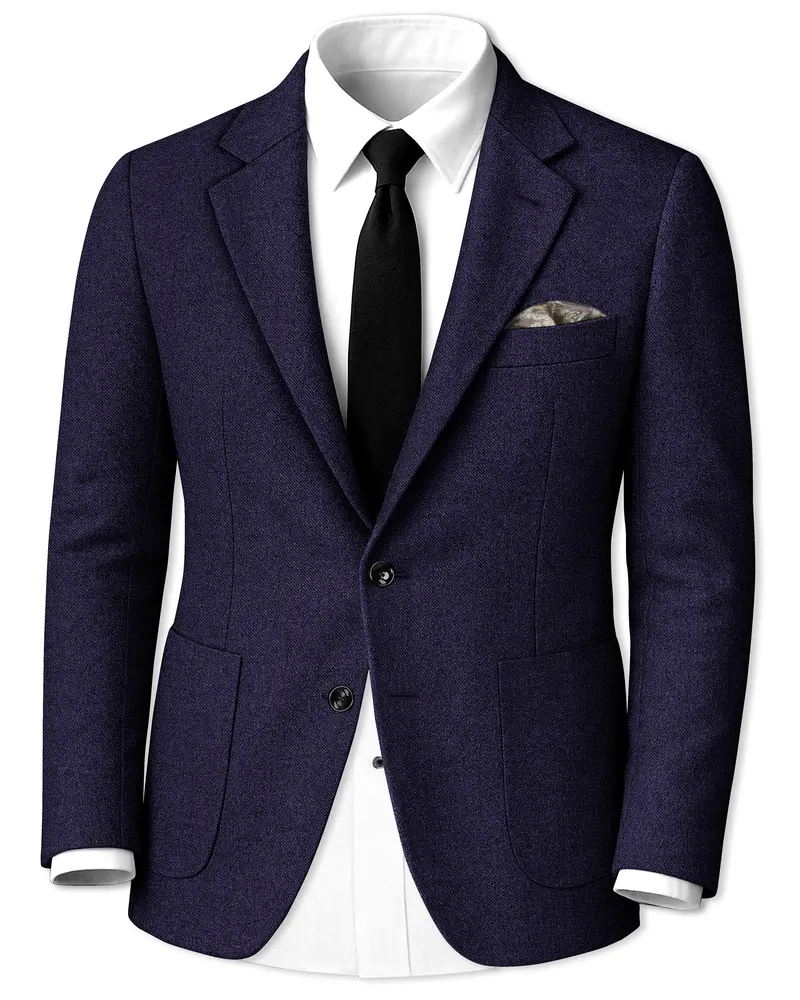 Bluvoro-Mirage Blue Textured Tweed Single Breasted Sports Blazer 1