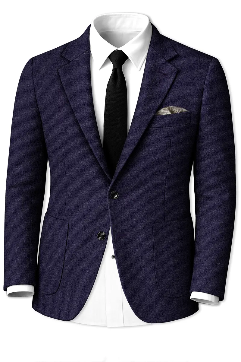 Bluvoro-Mirage Blue Textured Tweed Single Breasted Sports Blazer 2