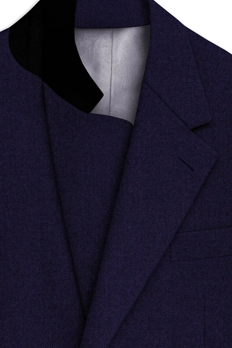 Bluvoro-Mirage Blue Textured Tweed Single Breasted Sports Blazer 4