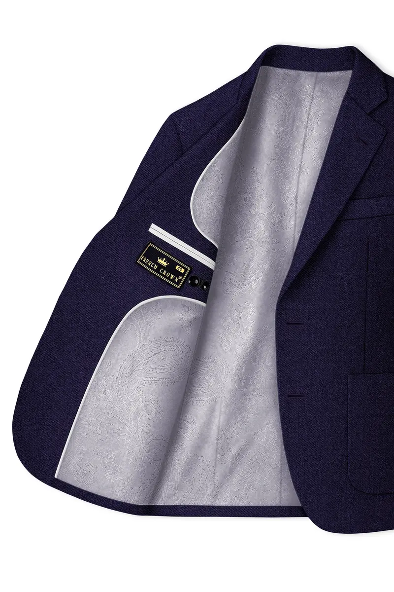 Bluvoro-Mirage Blue Textured Tweed Single Breasted Sports Blazer 5