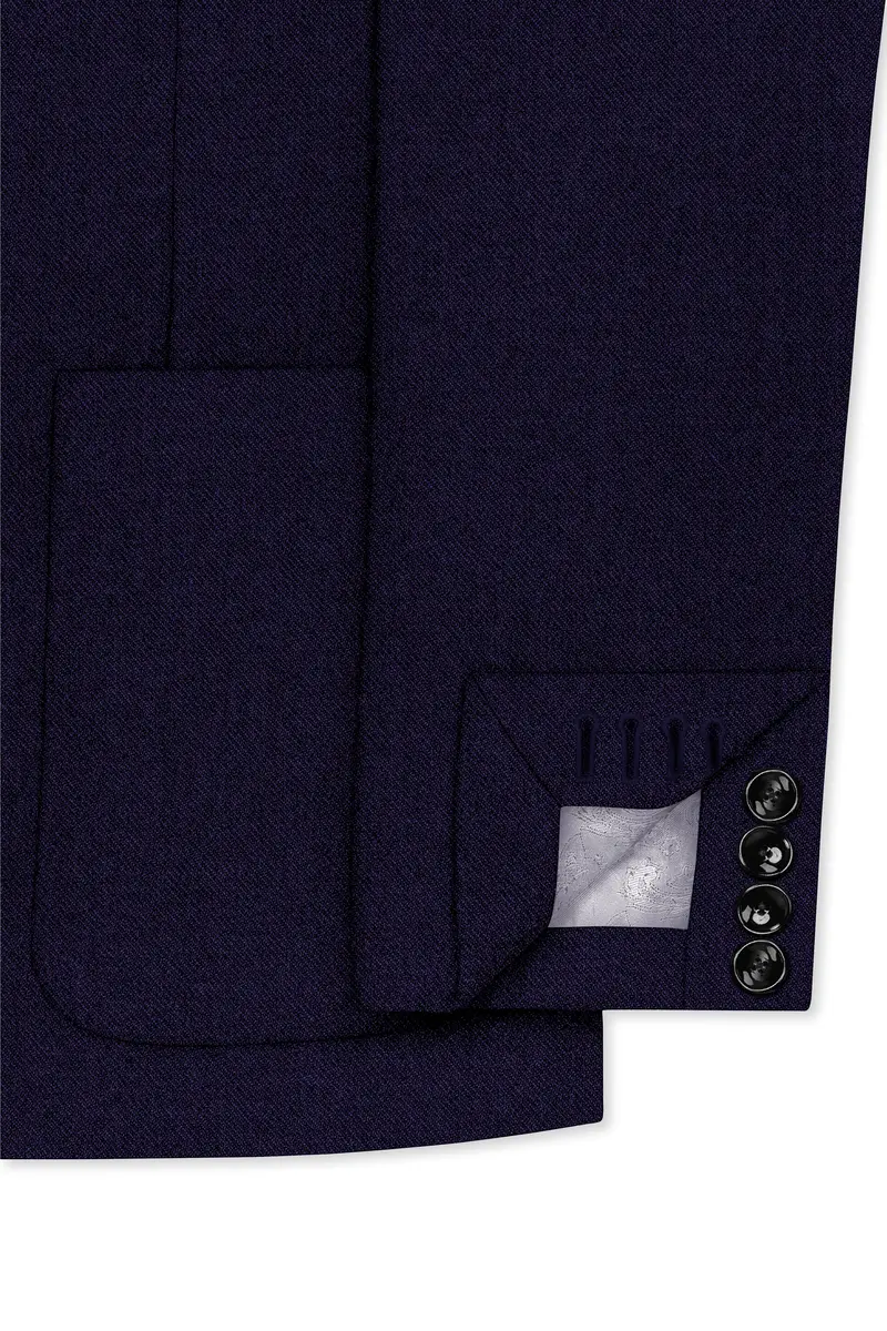 Bluvoro-Mirage Blue Textured Tweed Single Breasted Sports Blazer 6