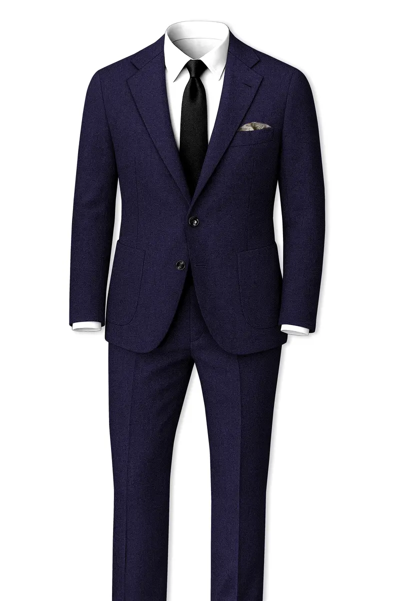 Bluvoro-Mirage Blue Textured Tweed Single Breasted Sports Blazer 9