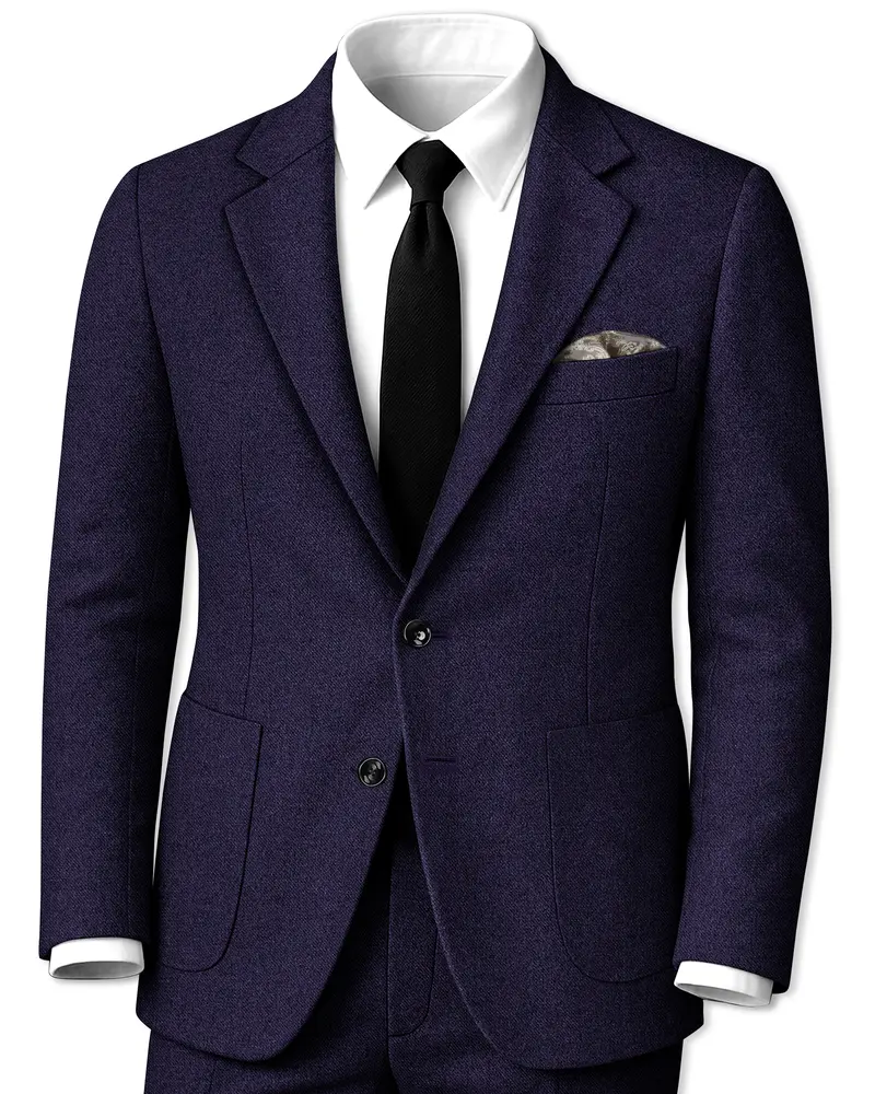 Bluvoro-Mirage Blue Textured Tweed Single Breasted Sports Suit 1