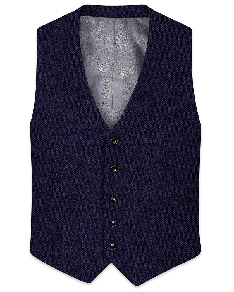 Bluvoro-Mirage Blue Textured Tweed Waistcoat 1
