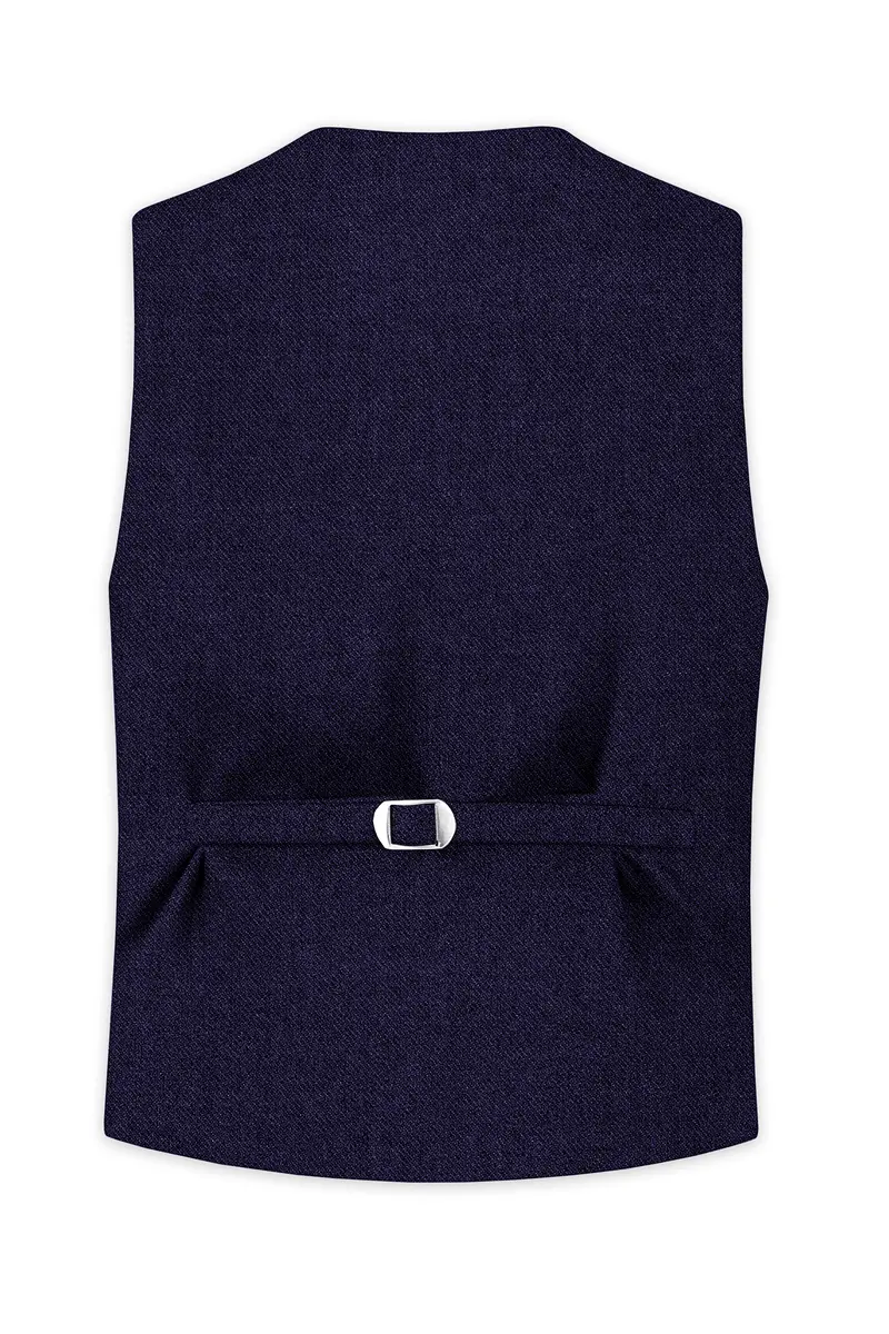 Bluvoro-Mirage Blue Textured Tweed Waistcoat 4