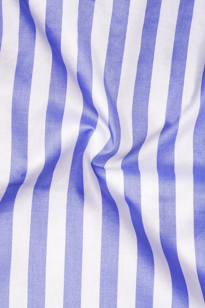 Bluvoro-Scampi Blue And Bright White Awning Striped Super Soft Premium Cotton Dress Shirt 3