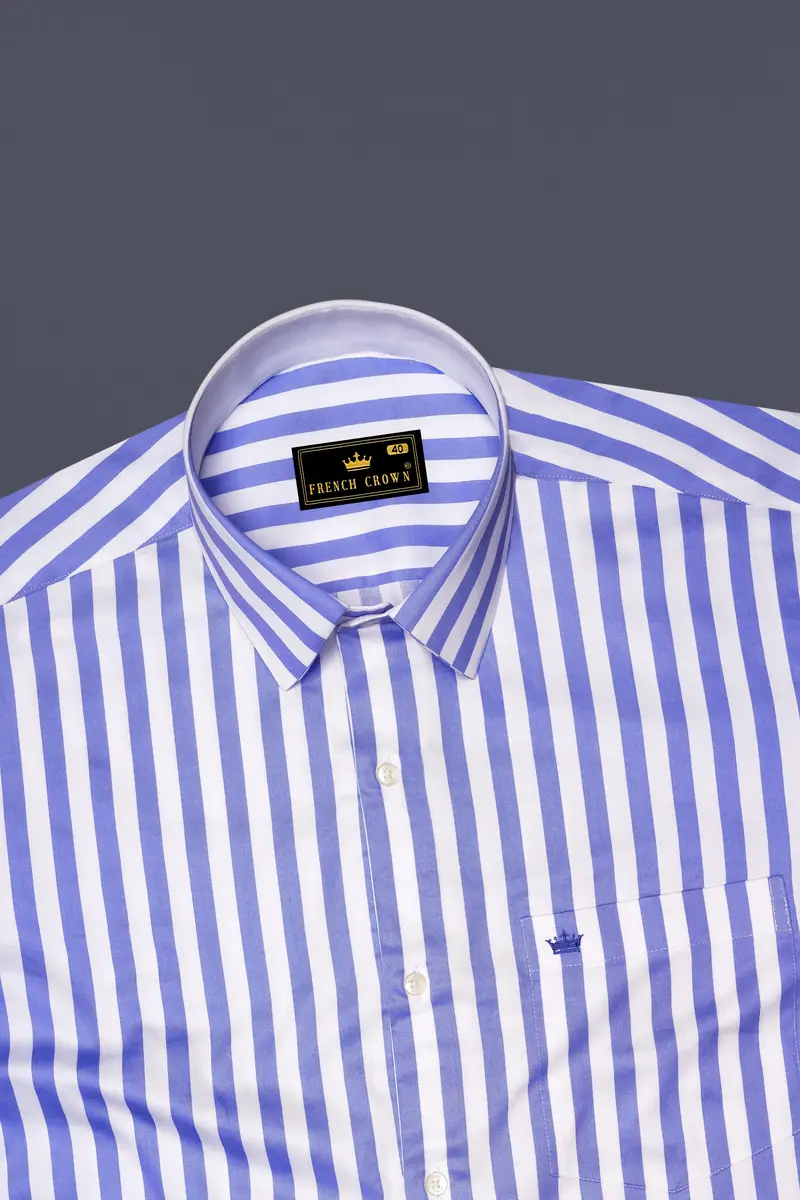 Bluvoro-Scampi Blue And Bright White Awning Striped Super Soft Premium Cotton Dress Shirt 5