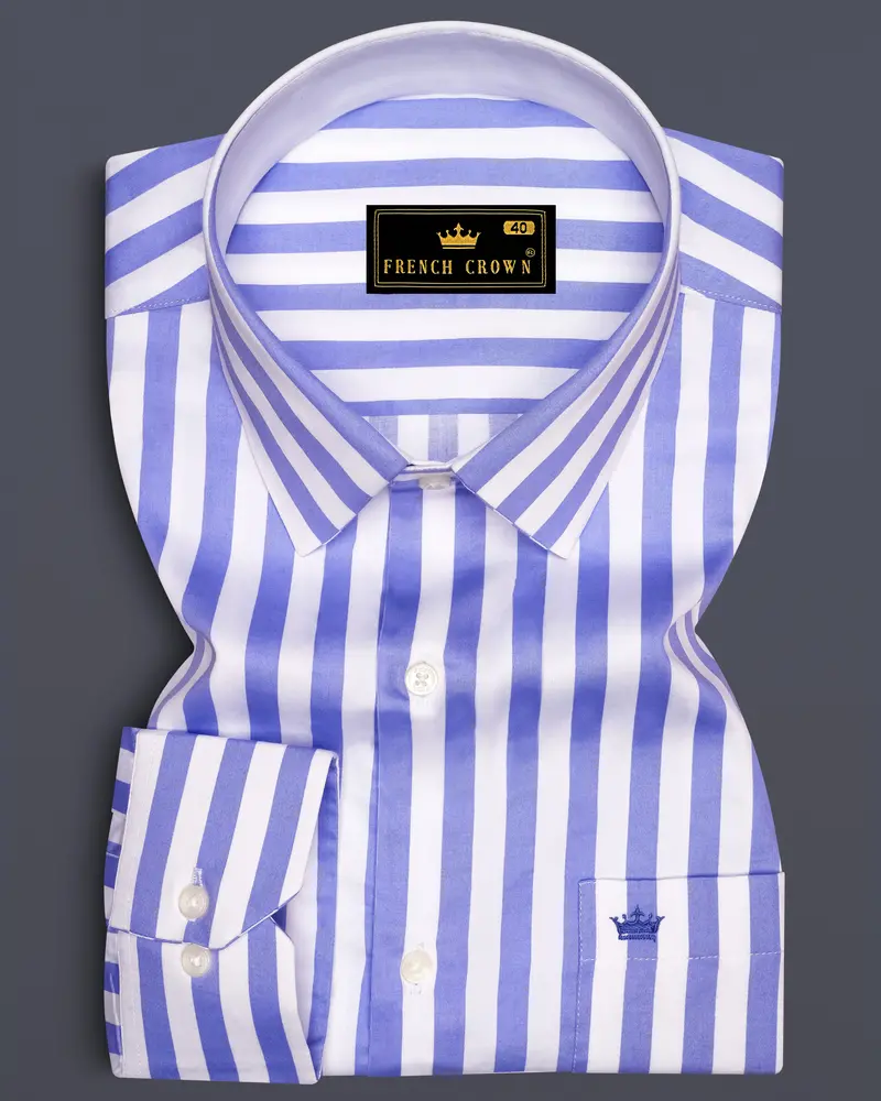 Bluvoro-Scampi Blue And Bright White Awning Striped Super Soft Premium Cotton Dress Shirt 6