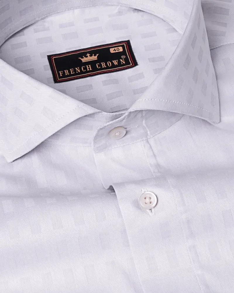Bon Jour Grey Dobby Textured Premium Giza Cotton Shirt 1